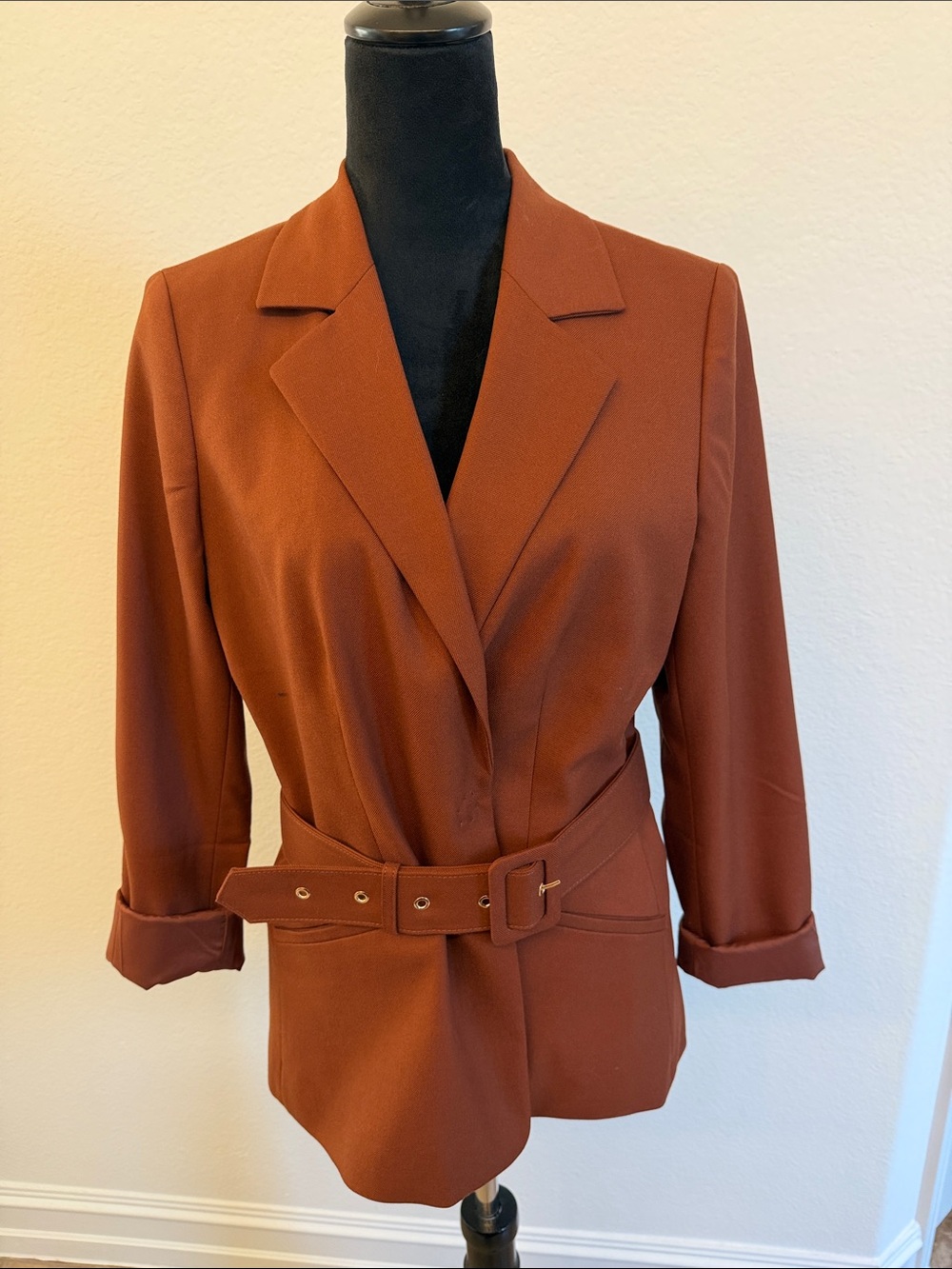 White House Black Market Rust-Tone Belted Blazer